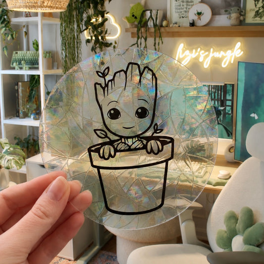 Groot en Pot 🌈 Suncatcher Sticker 🌈 Autocollant Magique Attrape-Soleil