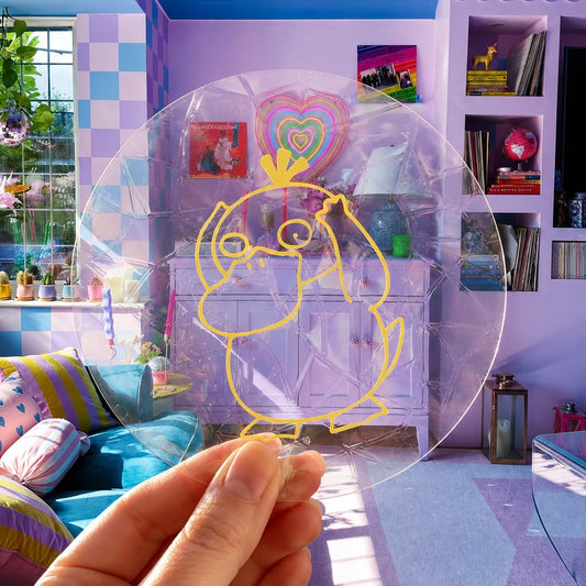 Pokémon Psykokwak 🌈 Suncatcher Sticker 🌈 Autocollant Magique Attrape-Soleil