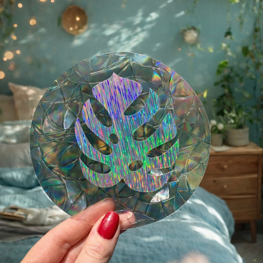 Feuille Monstera Pleine 🌈 Suncatcher Sticker 🌈 Autocollant Magique Attrape-Soleil